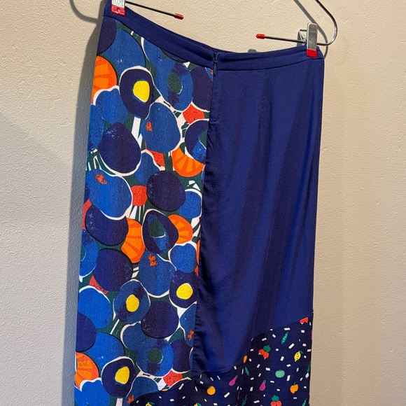 Staud Abstract Fruits and Veggie Blue Midi Knee Length Zip Back Colorful Skirt - Picture 10 of 16